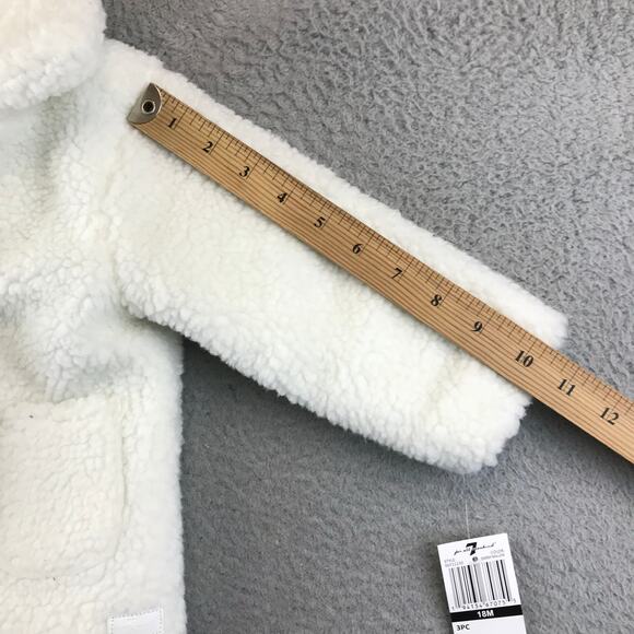 New 7 For All Man Kind Baby’s Sherpa Button Up Jacket White Sz 18M - Picture 7 of 11